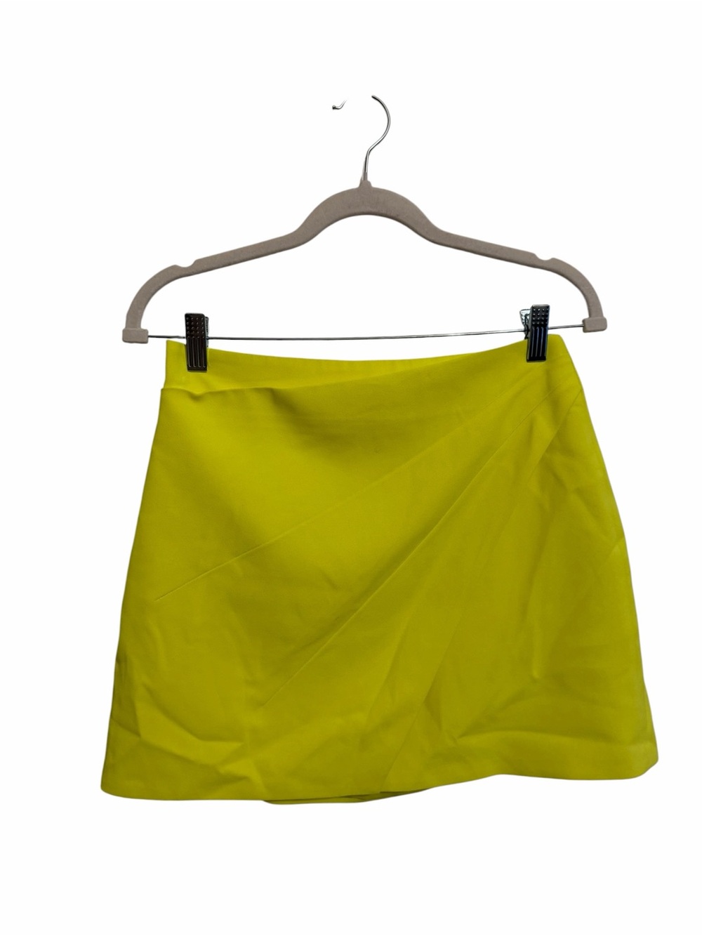 Alice + Olivia Neon Yellow Wrap-Effect Mini Skirt Size 4 - Picture 3 of 6